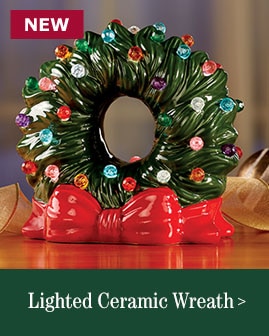 Lighted Ceramic Wreath