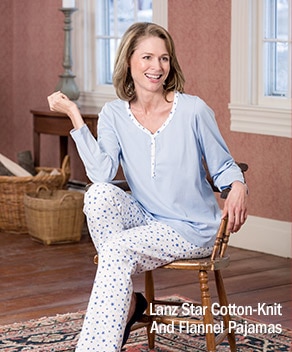 Lanz Star Cotton-Knit And Flannel Pajamas